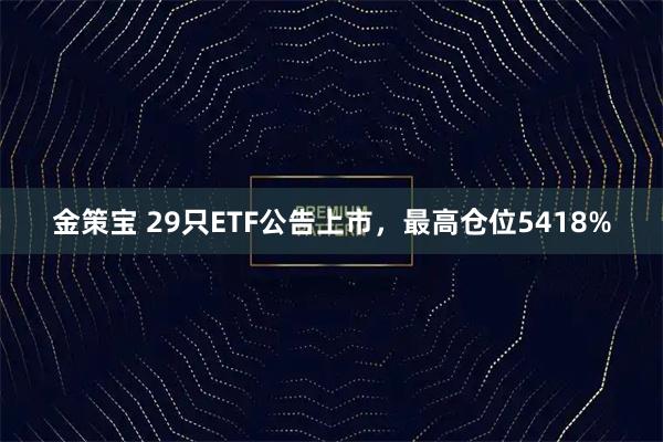 金策宝 29只ETF公告上市，最高仓位5418%