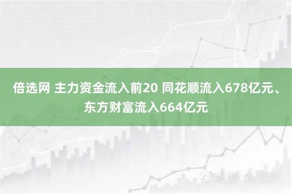 倍选网 主力资金流入前20 同花顺流入678亿元、东方财富流入664亿元