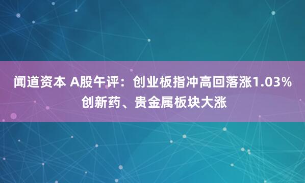 闻道资本 A股午评：创业板指冲高回落涨1.03% 创新药、贵金属板块大涨